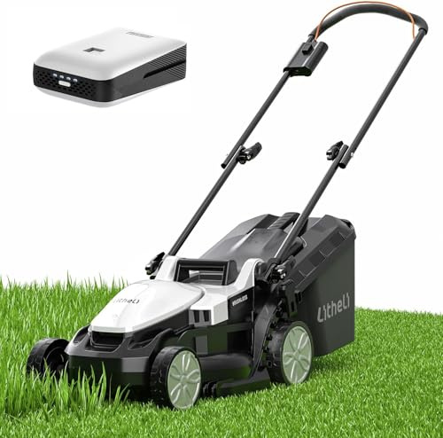 Litheli Akku Rasenmäher 33cm, Rasenmäher Elektro Brushless, 30L Fangkorb, 25-65 mm Schnitthöhe, Rasenmäher Elektro inkl. 1x 20V 4,0 Ah Akku