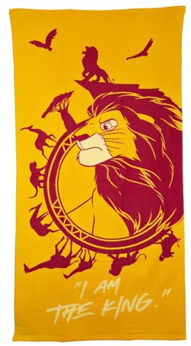 Aymax Disney König der Löwen Strandtuch 70x140 cm – Simba Handtuch aus Mikrofaser für Kinder & Erwachsene – schnell trocknend, leicht & farbstark für Pool, Strand & Urlaub