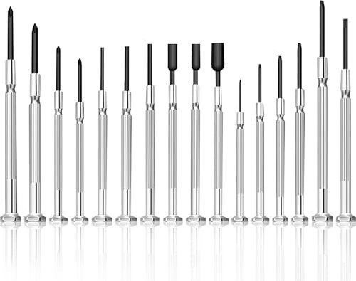 Set de 16 Mini Tournevis de Précision, Outils d'Horloger pour Réparation de Montres Lunettes Électronique, Tournevis de Précision Antidérapants avec Coffret de Rangement pour Bricolage et DIY