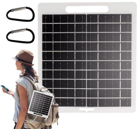 Tktouci Placa Solar Portátil,Panel Solar Exterior Con Puerto USB Y DC | Monocristalino de Alta Eficiencia 5-12V para Autocaravanas, Portátiles, Teléfonos, Tabletas y Auriculares