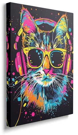 Kunstdruck auf Leinwand, Motiv: Katze, Graffiti, Tierbilder, Pop-Art für Küche, Wohnzimmer, Schlafzimmer, Badezimmer, Büro, Katzendruck, Gemälde, Zuhause, modernes Kunstwerk, gerahmte Wanddekoration