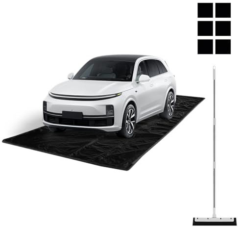 SOARS Tapis Voiture, Tapis de Sol Antidérapant et Imperméable, Protection Contre Boue, Neige, Huile et Eeau, Tissu PVC, pour Garage, Maison, Bureau, Noir (235 X 550 X 3,5 CM)