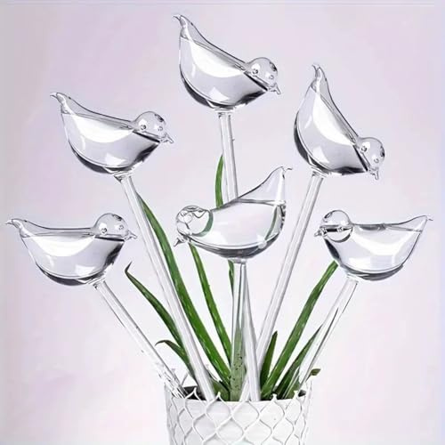 6 Pièces Goutteurs d'eau pour Plantes, Arroseur pour plantes en forme d'oiseau transparent, Globes d'arrosage automatique en plastique, Ampoules à arrosage automatique pour jardin intérieur extérieur