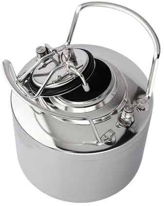 LEWLUIRZA 6L Fass, Edelstahl-Bier-Weinfass mit Kugelverschluss, Mini-Fass mit Griff/Deckel for Homebrew-Party-Bar