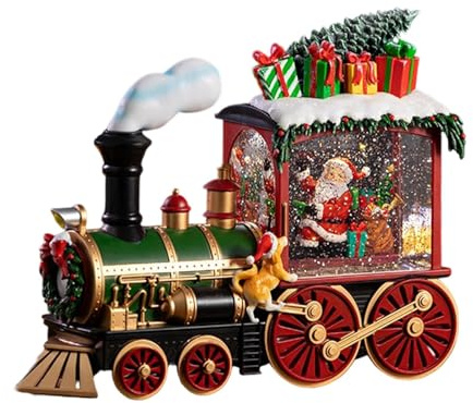 Milageto Weihnachts-Schneekugel, Musikkugel, glitzernde Laterne, Spieluhr, Tischdekoration für Enkelkinder, Zug