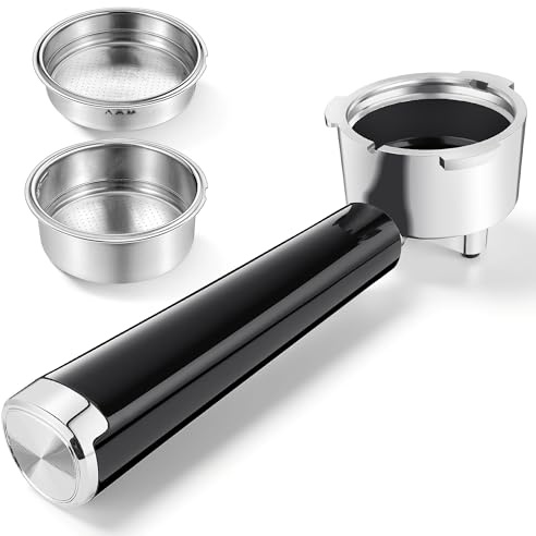 51mm Portafilter Set for CASABREWS CM5418, 5418 PRO, 3700 Essential/3700Pro and Gevi Espresso Machines, 3 Ears Portafilter with 2 Stainless Steel Filter Baskets (1-Cup Filter and 2-Cups Filter)