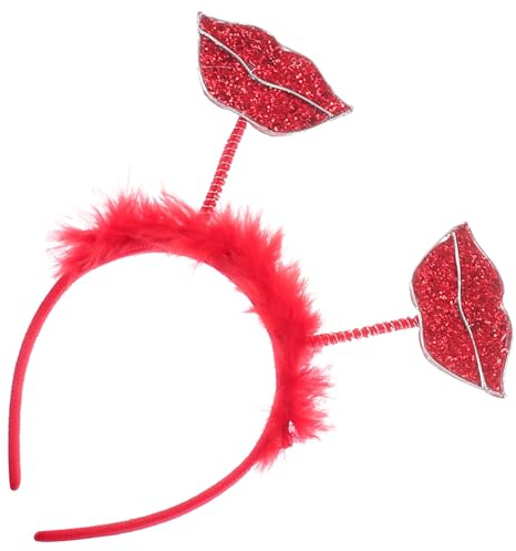 NULYLU Rotes Lippen Haarband Valentinstag Stirnband Einheitsgröße Flexibles Party Kopfschmuck Damen Karneval Kostümaccessoire