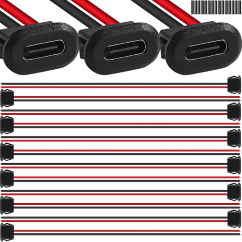 MKBKLLJY 15 PZ Type-C Femmina Telaio 2 Pin UL1007 Filo di Saldatura 5V 3A USB-C Porte Presa a Crimpare Diretta Caricabatterie Veloce Spina Mini Presa Cavo di Estensione Connettore con Fibbia per