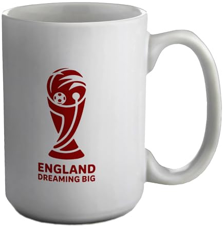 Shopagift England Dreaming Big Football Trophy Supporter Mug White 15oz Large Ceramic Cup