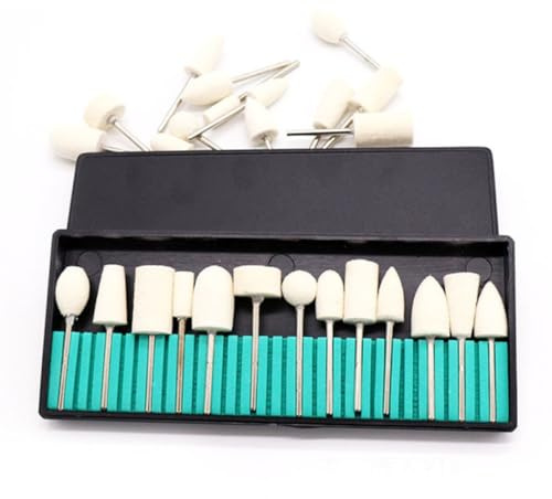SOESFOUFU Punte per Lucidatura Unghie Testine Tonde e Quadrate in Lana Beige Set 12 e Limatura Precisa per Manicure Professionale