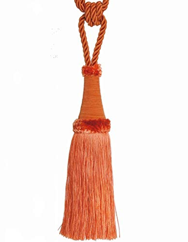 Mosel Avenue Art & Gobelin Studio (DE) Raffhalter 65 cm mit Kordel Quaste 22 cm Orange Schmuckquaste Gardinen Vorhang Gardinenhalter Quaste Halter für Gardinen Barock Design