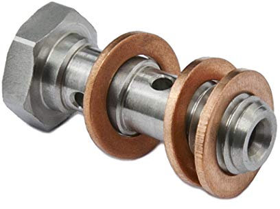 Precisiogeek – Doppelhohlschrauben M10 x 1,25 mm, Edelstahl AISI 303 L=29 mm – Set aus 1 Schraube und 3 Kupferscheiben