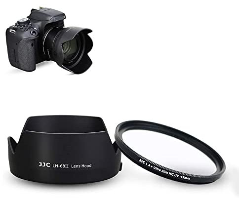 Gegenlichtblende und UV-Filter Passend für Canon EF 50 mm f/1.8 STM Objektiv, Umkehrbare Gegenlichtblende mit 49mm UV-Filter, Ersetzt Canon ES-68