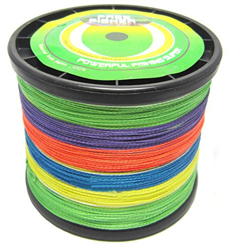 SXSHUN 1000 Meter Angelschnur 4-Fach Premium PE Geflochtene Schnüre Fishing Line Super Braided Multicolor, 0.37mm/23kg/50lb