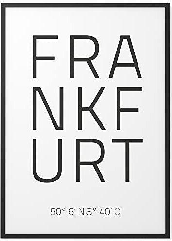 Papierschmiede® Geo Poster Koordinaten Frankfurt, A1 Stadt Poster als Wanddeko für Wohnzimmer Schlafzimmer Küche Esszimmer, Frankfurt am Main, Bild ohne Rahmen