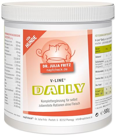 napfcheck V-Line Daily - Spezielle Ergänzung für vegetarische und vegane Fütterung - für Hunde - 500 g