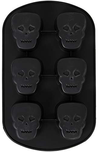 Wilton Molde de silicona antiadherente de calavera de Halloween, 6 cavidades