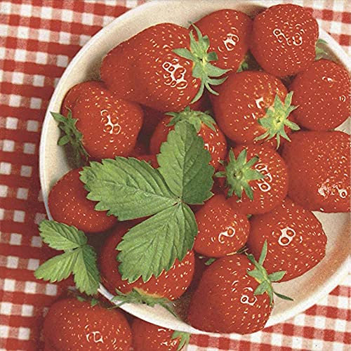 linoows Servietten 20 Stück, Erdbeeren, frisch servierte sonnengereifte Früchte 33x33 cm