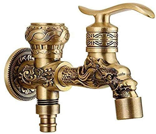 Kit Robinet d'Extérieur Bronze Antique - Double Usage pour Jardin et Salle de Bain - Laiton Total avec Poignée - Montage Mural pour Lavabo et Machine à Laver
