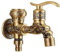 Kit Robinet d'Extérieur Bronze Antique - Double Usage pour Jardin et Salle de Bain - Laiton Total avec Poignée - Montage Mural pour Lavabo et Machine à Laver