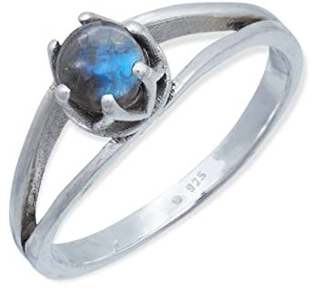 Ring 925 Silber Labradorit grün blauer Stein Edelstein echt Silber Damen Sterling Silber Geschenk (MRG-214-05-(48))