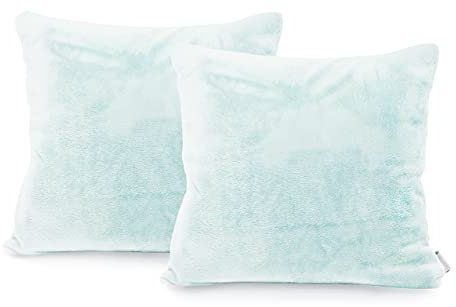 DecoKing 2tlg 2 Kissenbezüge 45x45 cm Mikrofaser Reißverschluss Fleece Kissenhüllen hellblau Mic