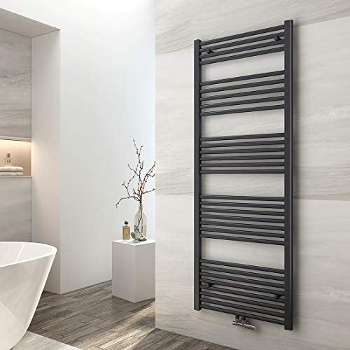 EMKE Badheizkörper 1600x600 mm, Handtuchheizkörper Mittelanschluss Badheizkörper Handtuchhalter Handtuchwärmer Handtuchtrockner Heizkörper Bad Handtuchheizung Anthrazit 761W