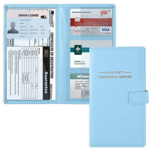 GNEGNI Porte-documents en cuir pour carte grise et d'assurance de voiture, camion – Porte-documents avec fermeture magnétique pour permis de conduire, cartes et documents essentiels