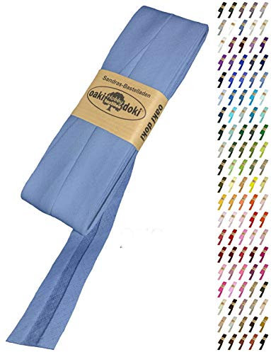Sandras-Bastelladen Schrägband/Einfassband Baumwolle Uni gefalzt 5m x 20mm 258-Taubenblau