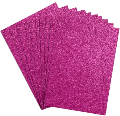 Springboard A4 Pink Glitter Card Sheets - 10-Pack 290gsm Non Shed Glitter Cardstock for Card Making - Compatible w/Die-Cutting Machines - Sparkly Craft Supplies