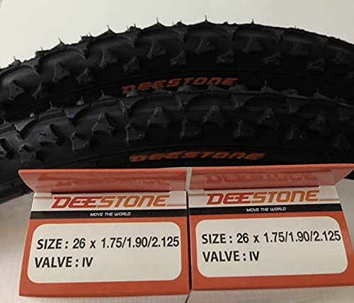 2 neumáticos MTB Deestone 26 x 1,90 + 2 cámaras de aire para bicicleta de montaña de 26 pulgadas