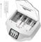 Koshore Chargeur de batterie alcaline, chargeur d'équilibre compatible avec les piles rechargeables AA, AAA, C, D, 9 V Ni-MH Ni-CD et piles alcalines, chargeur certifié FCC et UL