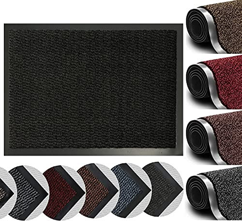 Heavy Duty Non-Slip Barrier Mat - Dirt Trapper Shoe Scrapper Absorbent Rubber Mats - For Floor Kitchen Entrance Rugs Carpet Runner Front Door - Machine Washable - Light Weight (Charcoal, 60 x 180)