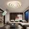 Wohnzimmerlampe Deckenleuchte Weiß LED Deckenlampe Dimmbar mit Fernbedienung Modern Jahresring Design Schlafzimmerlampe Wohnzimmer Deko Decke Lampe Ring Küchen Esstisch Esszimmer Beleuchtung (L60cm)