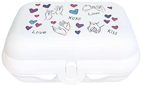 Tupperware to Go Twin weiß Love Kiss Brotdose Sandwich Box Behälter Kindi Twin Kind Kindergarten Schule Dose klein Größe 2