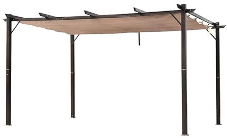 Gazebo Pergola da Giardino 3x3m/3x4m Telo Scorrevole Poliestere Impermeabile Struttura in Alluminio con Tetto a Scomparsa (3x3x2.2)
