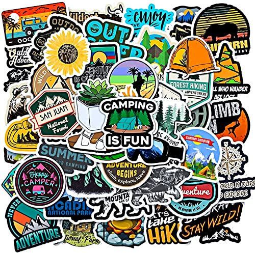 EOCOYAR 100 Stück Outdoor Vsco Camping Aufkleber Camping Reise Stickers Wasserdicht für Auto Motorrad Laptop Skateboard Fahrrad Koffer Notebook Gitarre Gepäck Snowboard