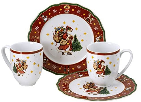 Hutschenreuther Happy Christmas red Set 4-teilig, 02488-727443-29213, Mehrfarbig, Mehrteilig cm