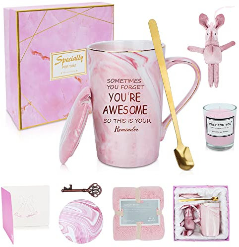 Thank You Gift Cup,Sometime You Forget You're Awesome, Coffee Mugs,Teacher Appreciation Birthday Christmas Graduation Gifts for Wife Sister Mom Friends, Ceramic Gift Cup Set 14oz