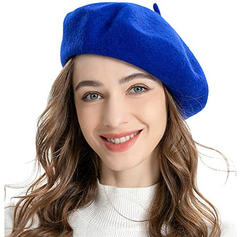 ZLYC Frauen Klassische Der Französische Künstler Baskenmütze Barett(Fantasieblau)