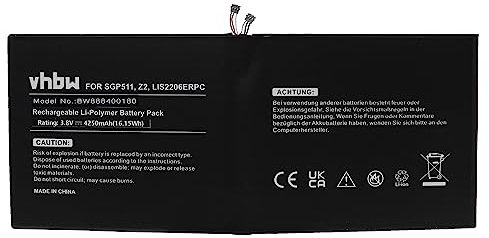 vhbw Akku kompatibel mit Sony Xperia Z2, Z2 Castor, Z2 SGP511, Z2 SGP512, Z2 SGP521, Z2 SGP541 Tablet Pad (4250mAh, 3,8V, Li-Polymer)
