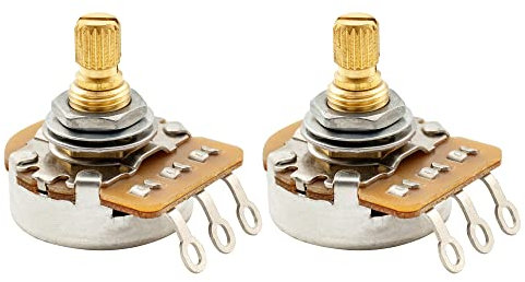 Musiclily Pro HD B250K Full Brass Metric Coarse 18-Spline Split Short Shaft Pots Linear Taper Potentiometers for Electric Guitar Bass (Set of 2)