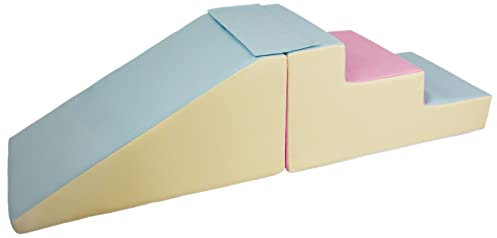 Lot de 2 Grands Blocs en Mousse: Toboggan et escaliers pour crèches (Couleur: Rose, Bleu, Jaune (Pastel))