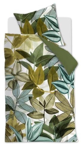 Beddinghouse Bettwäsche-Ganitur Eden Farbe Grün Größe 135x200+80x80 Blätter Leafes Wald