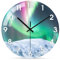 WONZOM Moderno Reloj de Pared de Cristal, Decorativa de Dormitorio Silencioso Funciona con Pilas Reloj de Pared Noche Polar para Cocina Cuarto de Baño Oficina Salón, 30cm