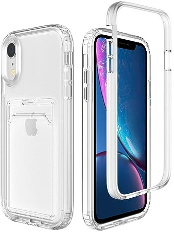 ZCDAYE Case for iPhone XR, Clear Phone Case with Card Holder, Slim Soft TPU Shockproof Case - Transparent
