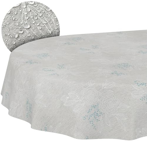 Stoff Tischdecke Tischwäsche Textil Tischtuch Baumwolle Polyester Gewebe abwaschbar pflegeleicht, in rund oval eckig Japondi Grau Oval 160x140cm Schnittkante