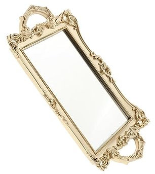 osiuujkw Vintage verspiegeltes Schminktablett, elegantes dekoratives Tablett für Schmuck und Parfüm, Gold, 1 Stück
