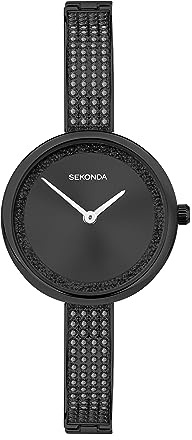Sekonda Dress Watch 40629, Schwarz, Armband | Mineralglas Kristall, Schmuckverschluss, Sunray Zifferblatt, ionenplattiertes Gehäuse, japanisches Quarzwerk