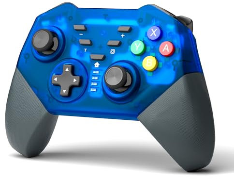 LATEC Switch Controller Wireless Controller for Switch OLED, Switch Lite, Switch Pro Controller Bluetooth Remote Joystick Gamepad Supports Gyro Axis, Dual Vibration, Turbo Blue
